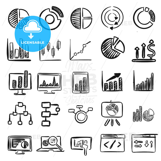 Business Charts Vector Doodles – instant download