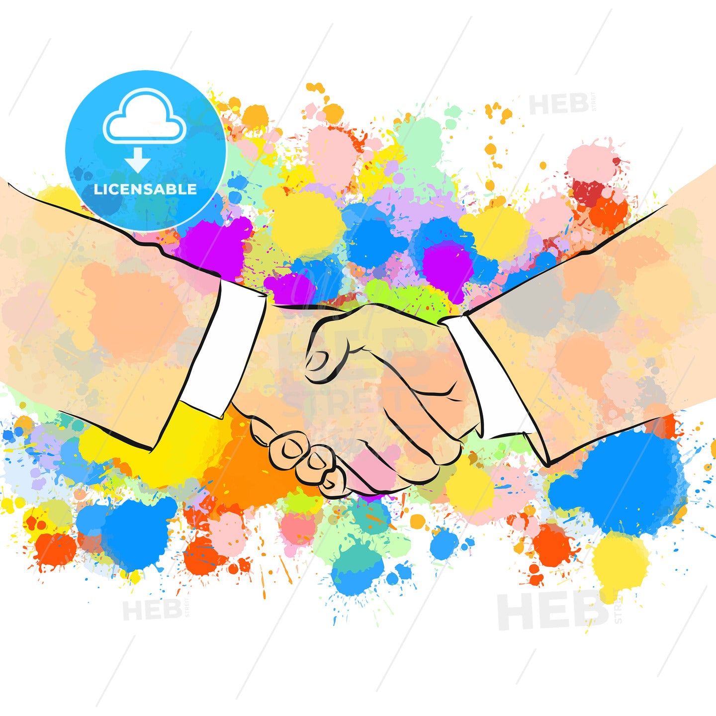 Business Handshake with Colorful Background – instant download