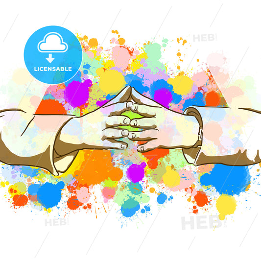 Businesswoman Colorful Hands Sign – instant download