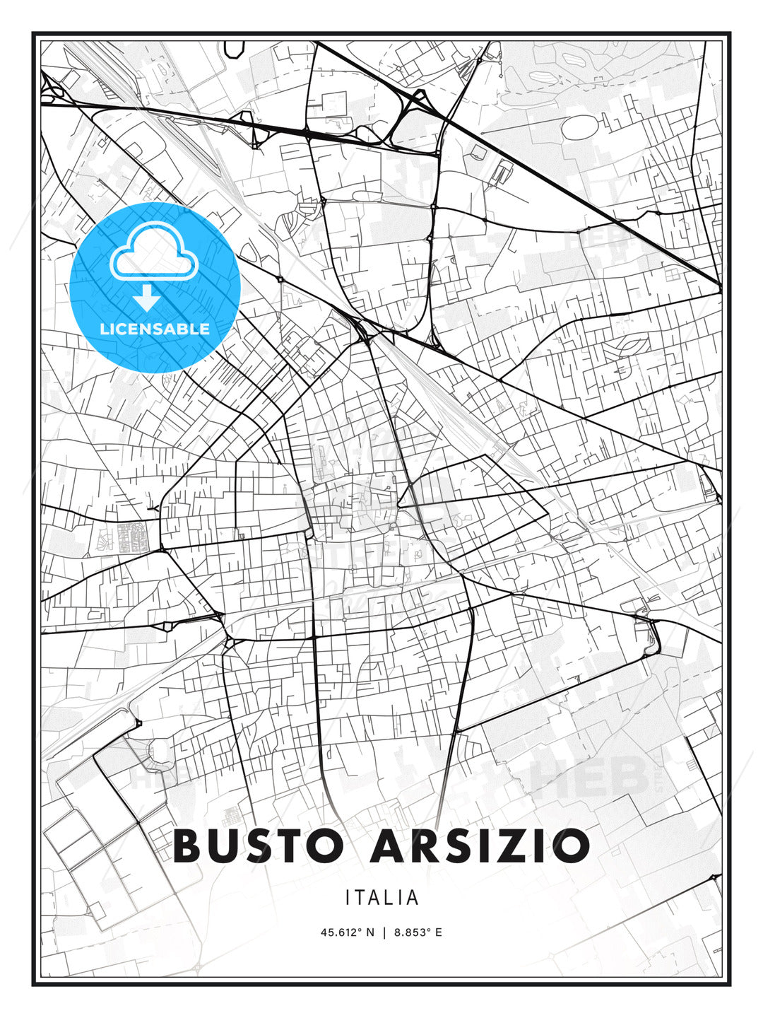 Busto Arsizio, Italy, Modern Print Template in Various Formats - HEBSTREITS Sketches