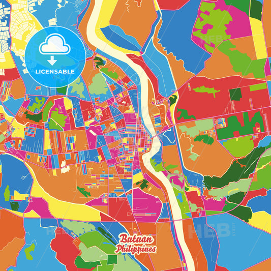 Butuan, Philippines Crazy Colorful Street Map Poster Template - HEBSTREITS Sketches