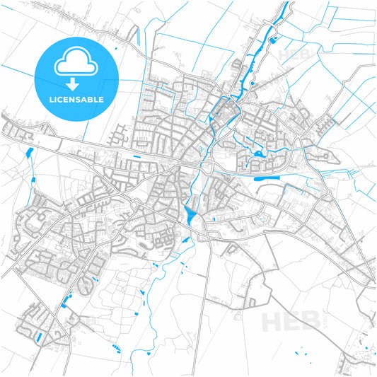 Buxtehude, Lower Saxony, Germany, city map with high quality roads.