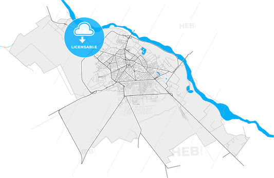 Buzău, Buzău, Romania, high quality vector map