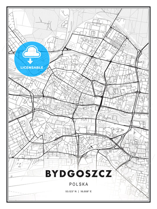 Bydgoszcz, Poland, Modern Print Template in Various Formats - HEBSTREITS Sketches