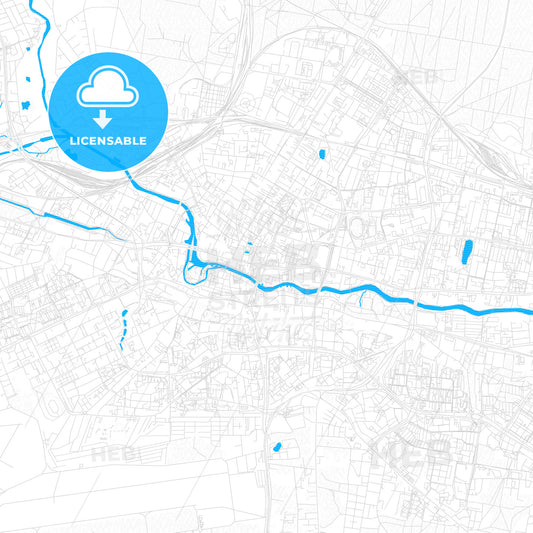 Bydgoszcz, Poland PDF vector map with water in focus