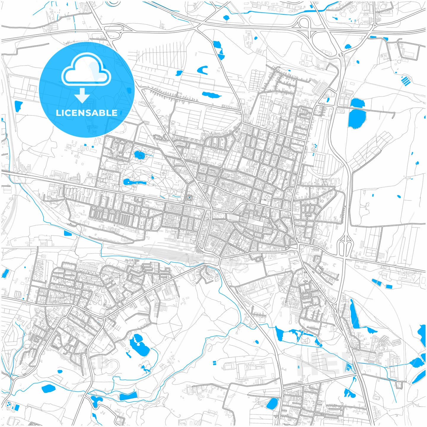 Bytom, Silesian, Poland, city map with high quality roads.