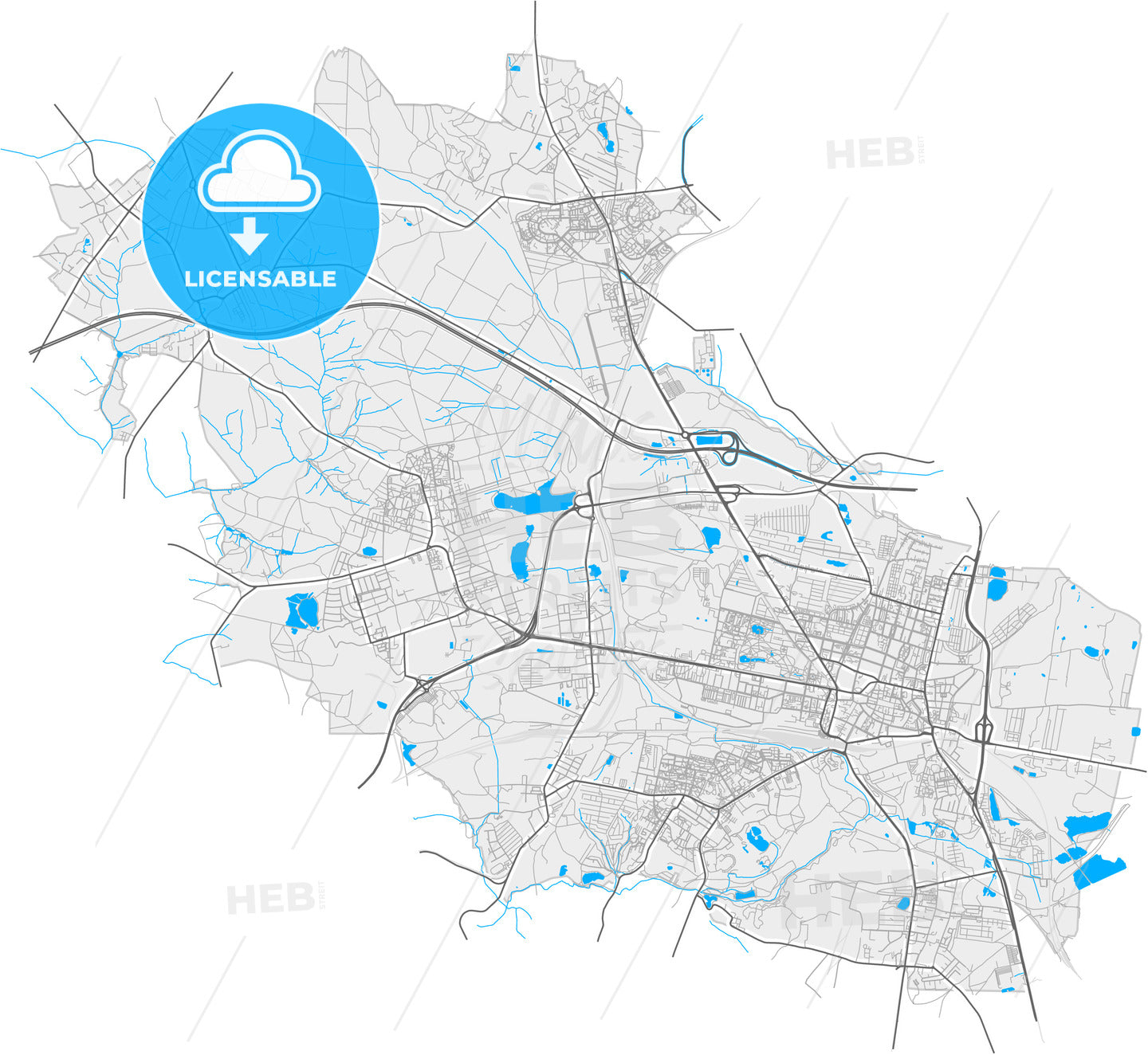 Bytom, Silesian, Poland, high quality vector map