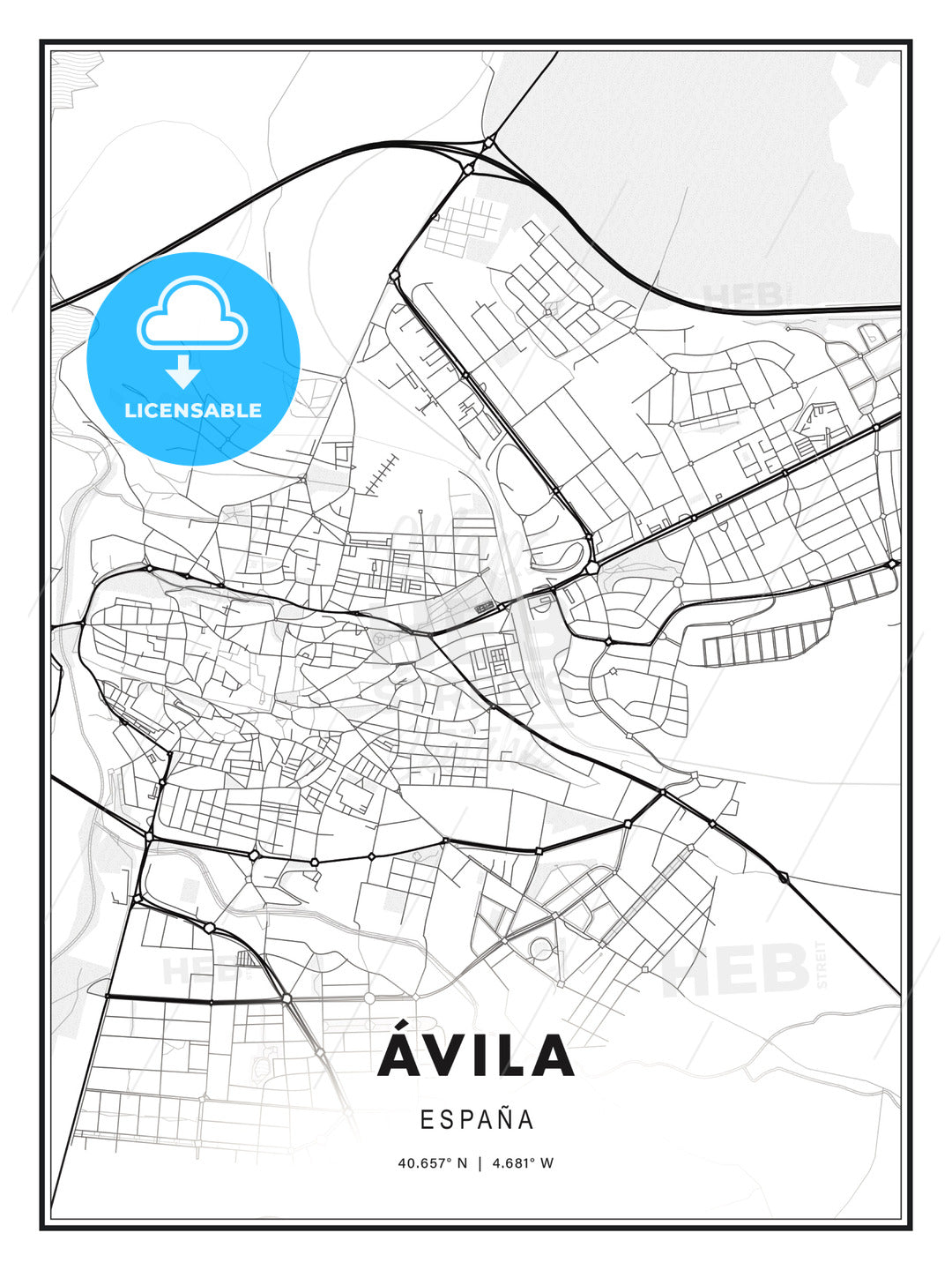 Ávila, Spain, Modern Print Template in Various Formats - HEBSTREITS Sketches