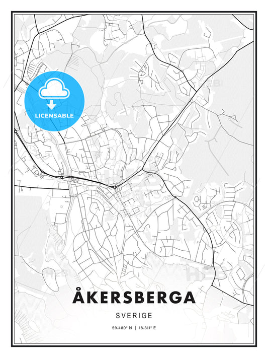 Åkersberga, Sweden, Modern Print Template in Various Formats - HEBSTREITS Sketches