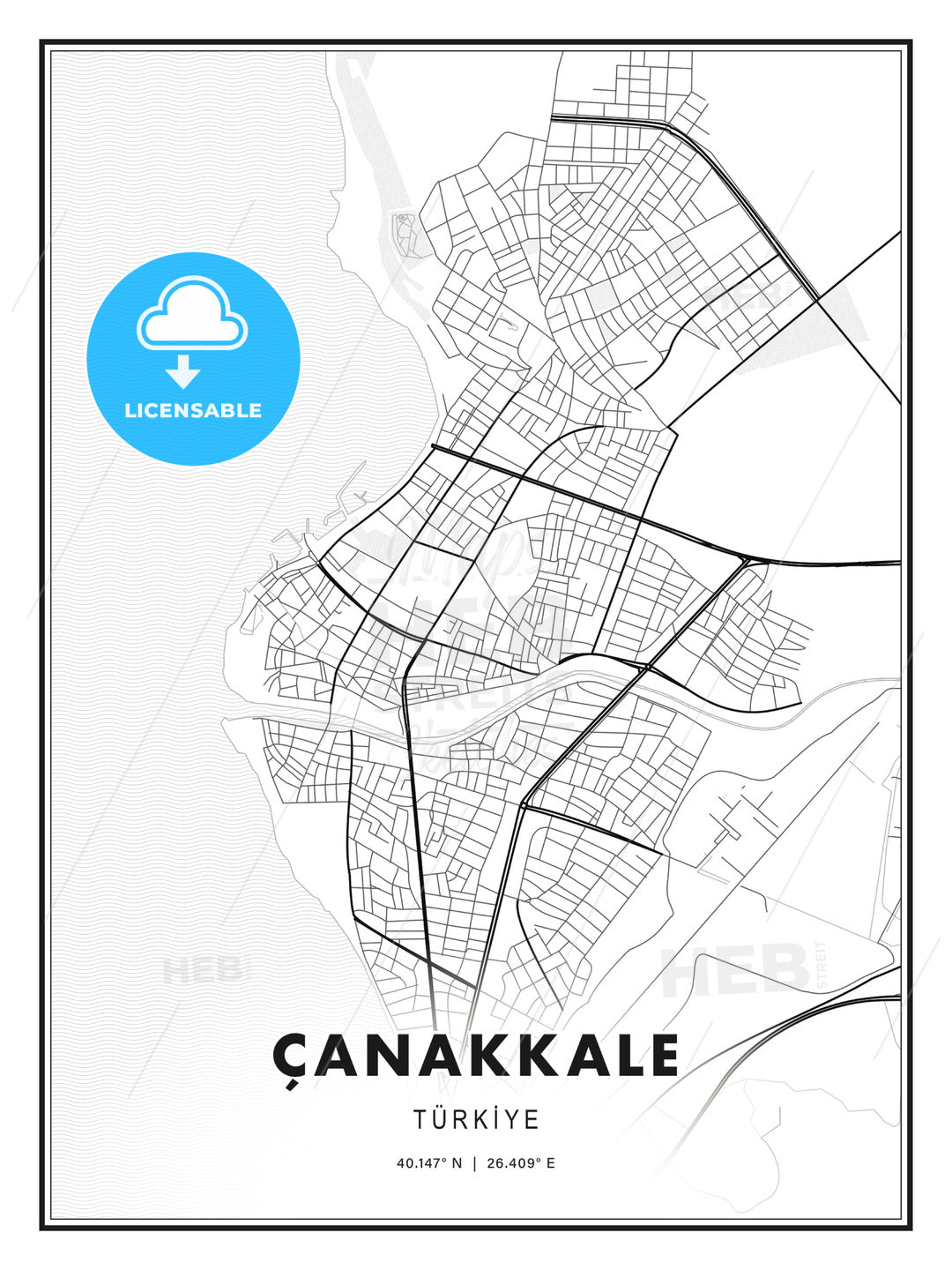 Çanakkale, Turkey, Modern Print Template in Various Formats - HEBSTREITS Sketches