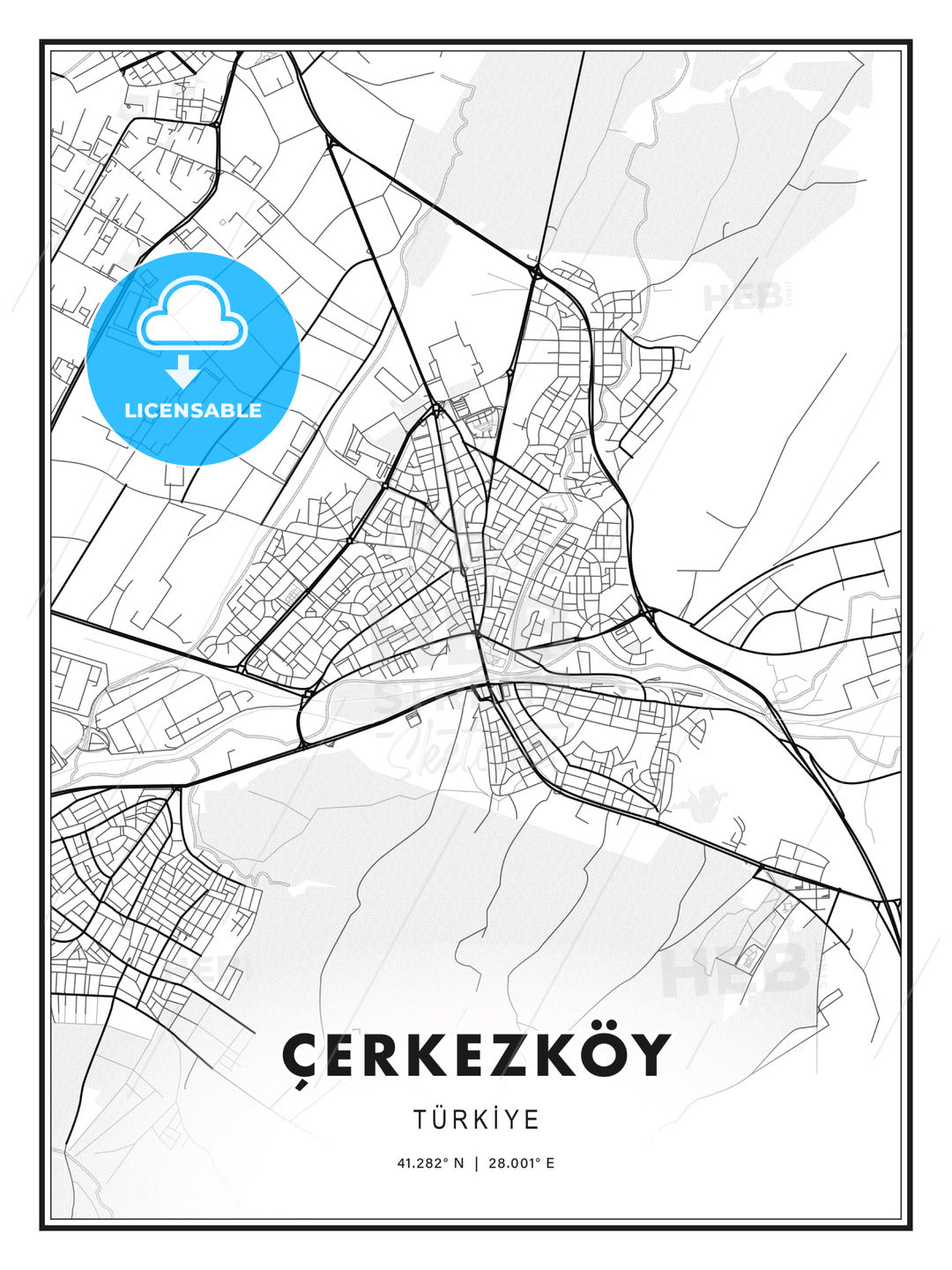 Çerkezköy, Turkey, Modern Print Template in Various Formats - HEBSTREITS Sketches