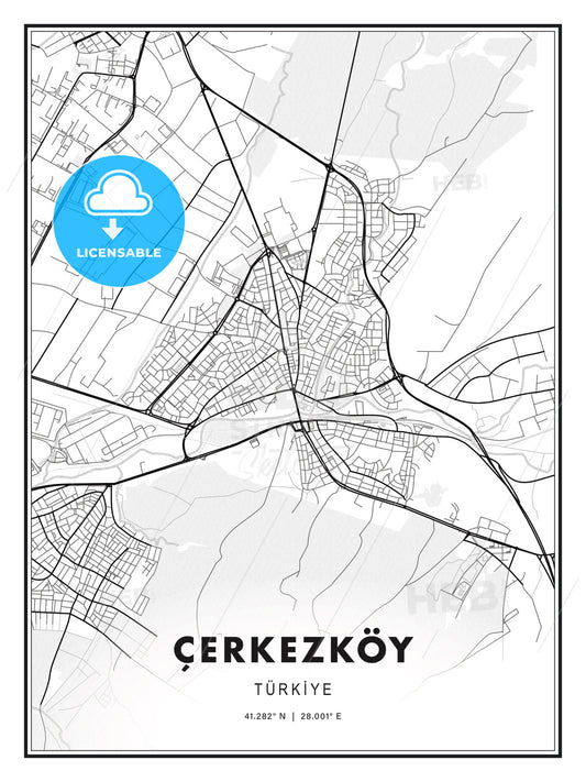 Çerkezköy, Turkey, Modern Print Template in Various Formats - HEBSTREITS Sketches