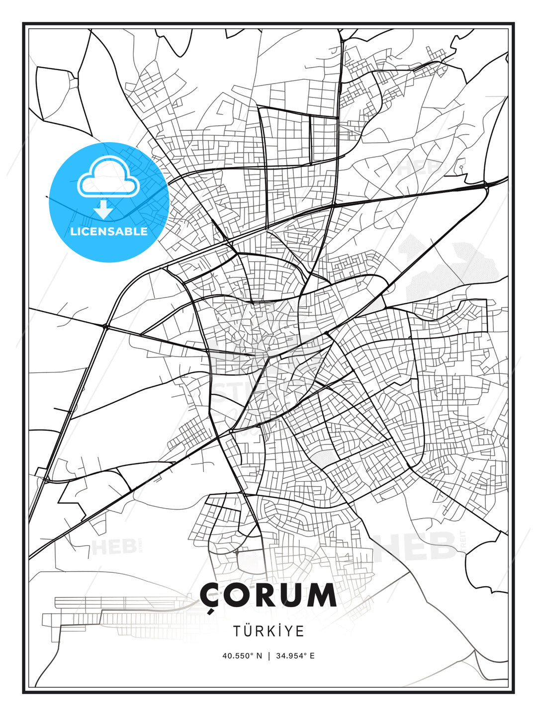 Çorum, Turkey, Modern Print Template in Various Formats - HEBSTREITS Sketches