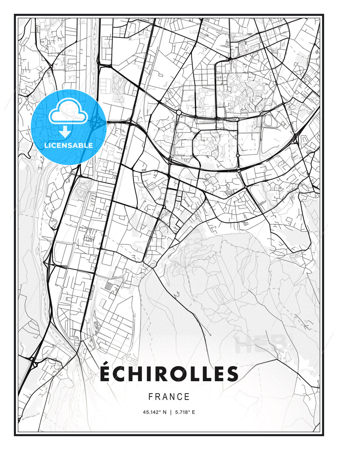 Échirolles, France, Modern Print Template in Various Formats - HEBSTREITS Sketches