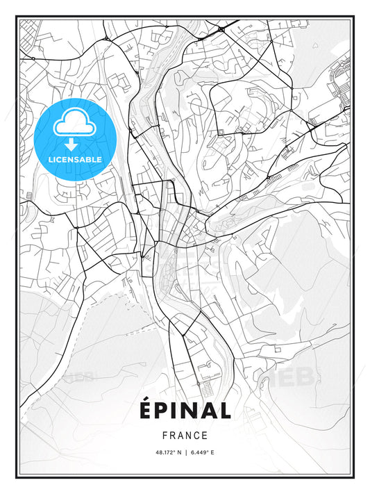 Épinal, France, Modern Print Template in Various Formats - HEBSTREITS Sketches