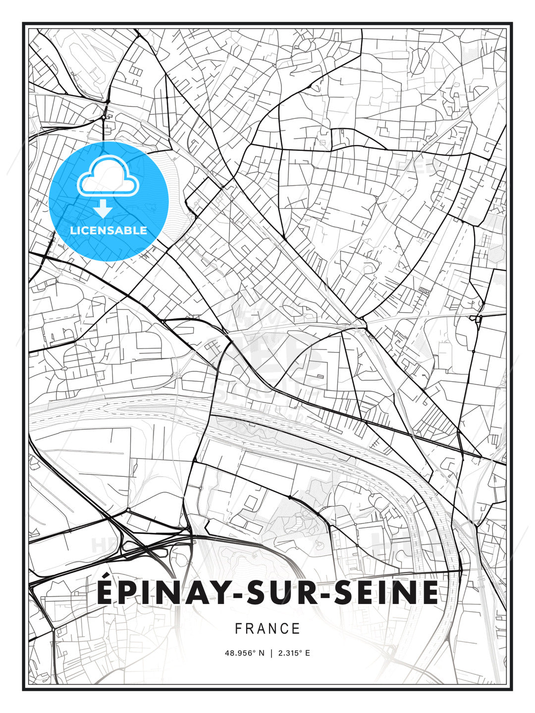 Épinay-sur-Seine, France, Modern Print Template in Various Formats - HEBSTREITS Sketches