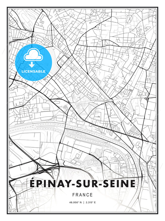 Épinay-sur-Seine, France, Modern Print Template in Various Formats - HEBSTREITS Sketches
