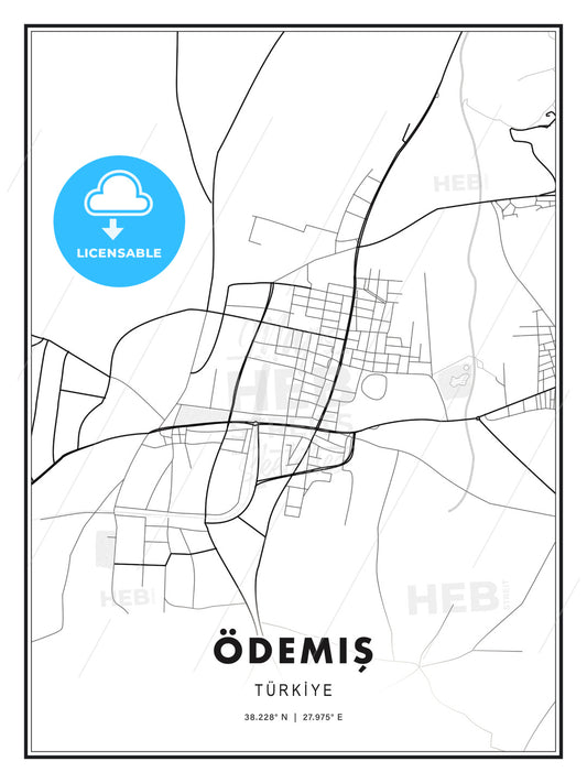 Ödemiş, Turkey, Modern Print Template in Various Formats - HEBSTREITS Sketches