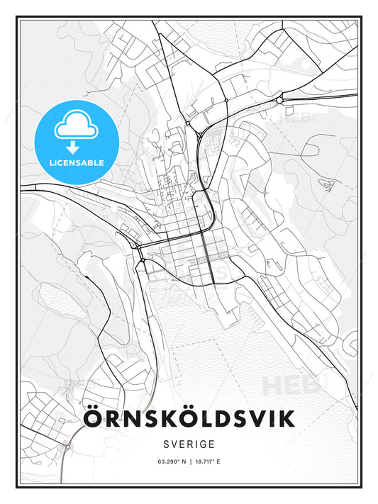 Örnsköldsvik, Sweden, Modern Print Template in Various Formats - HEBSTREITS Sketches