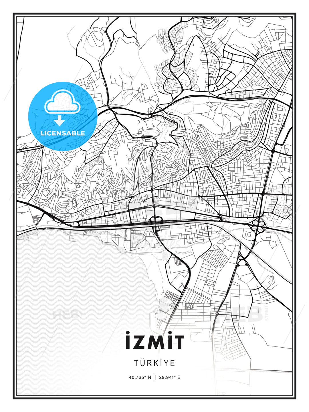 İZMİT / İzmit, Turkey, Modern Print Template in Various Formats - HEBSTREITS Sketches