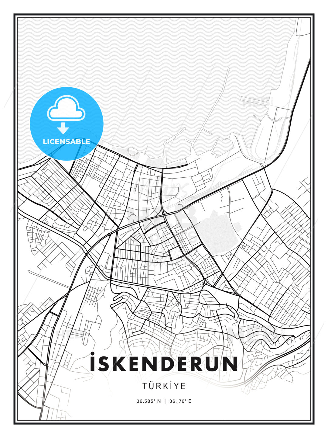 İskenderun, Turkey, Modern Print Template in Various Formats - HEBSTREITS Sketches