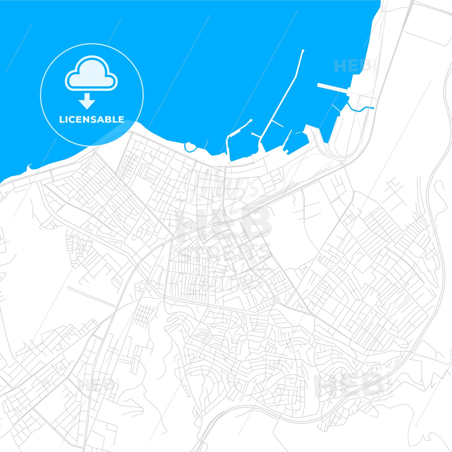 İskenderun, Turkey bright two-toned vector map