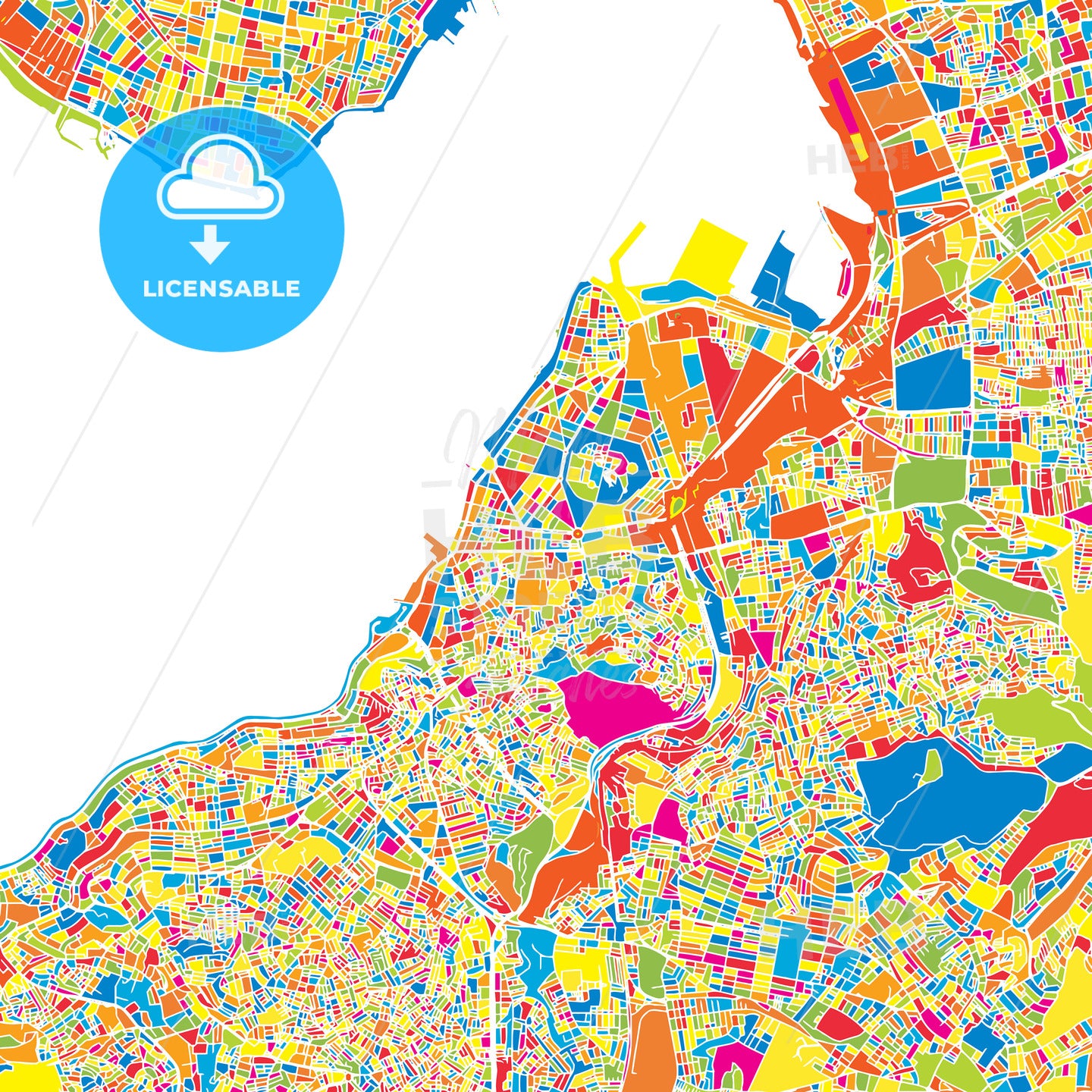 İzmir, Turkey, colorful vector map