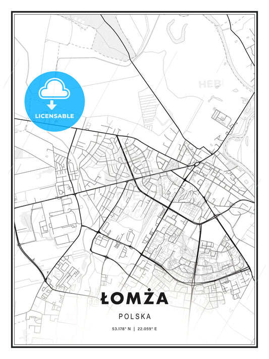 Łomża, Poland, Modern Print Template in Various Formats - HEBSTREITS Sketches