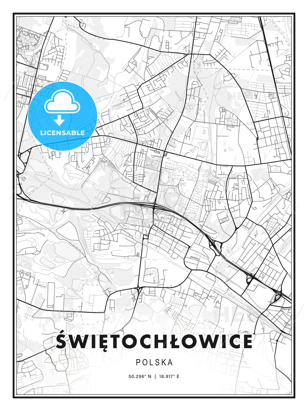 Świętochłowice, Poland, Modern Print Template in Various Formats - HEBSTREITS Sketches