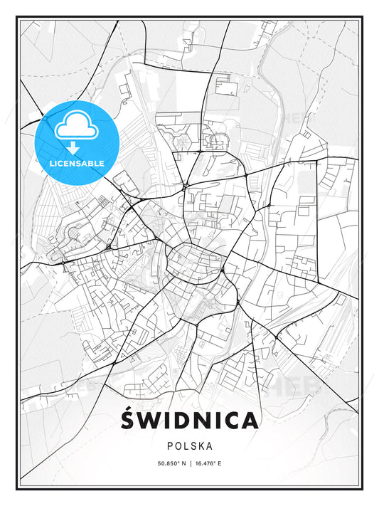 Świdnica, Poland, Modern Print Template in Various Formats - HEBSTREITS Sketches