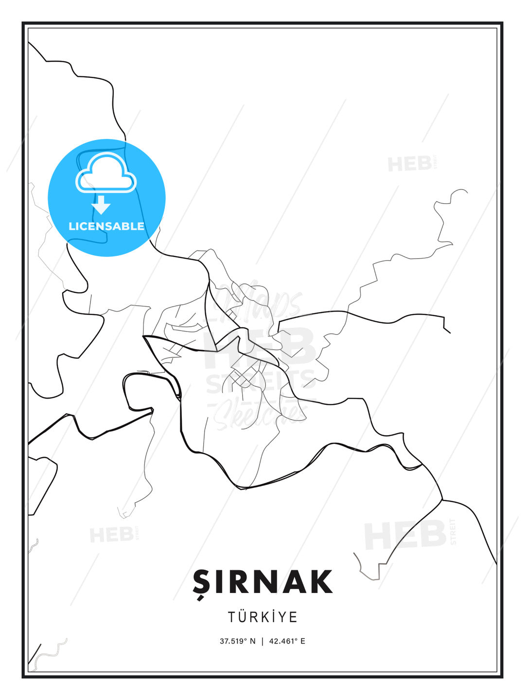 ŞIRNAK / Şırnak, Turkey, Modern Print Template in Various Formats - HEBSTREITS Sketches