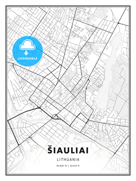 Šiauliai, Lithuania, Modern Print Template in Various Formats - HEBSTREITS Sketches