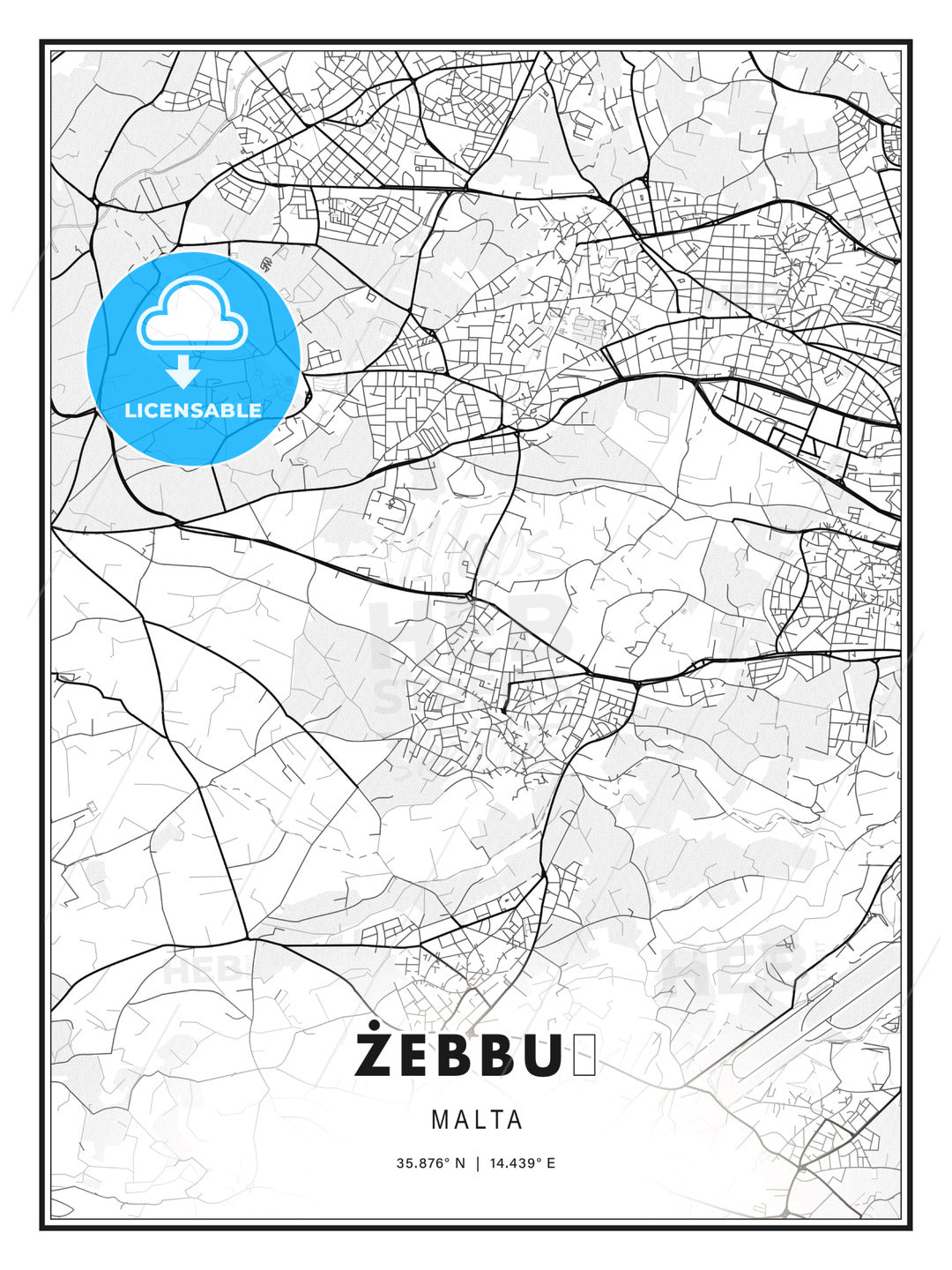 Żebbuġ, Malta, Modern Print Template in Various Formats - HEBSTREITS Sketches