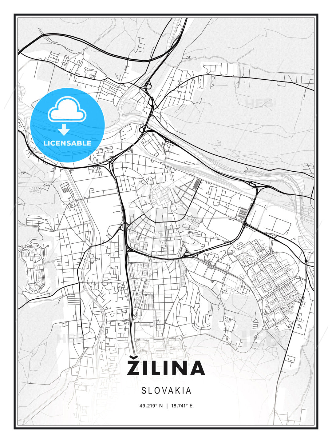Žilina, Slovakia, Modern Print Template in Various Formats - HEBSTREITS Sketches