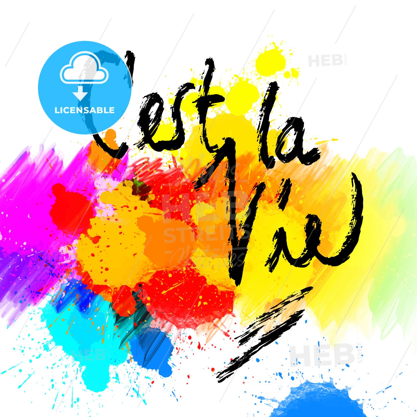 C'est la vie. lettering on colorful backgound – instant download