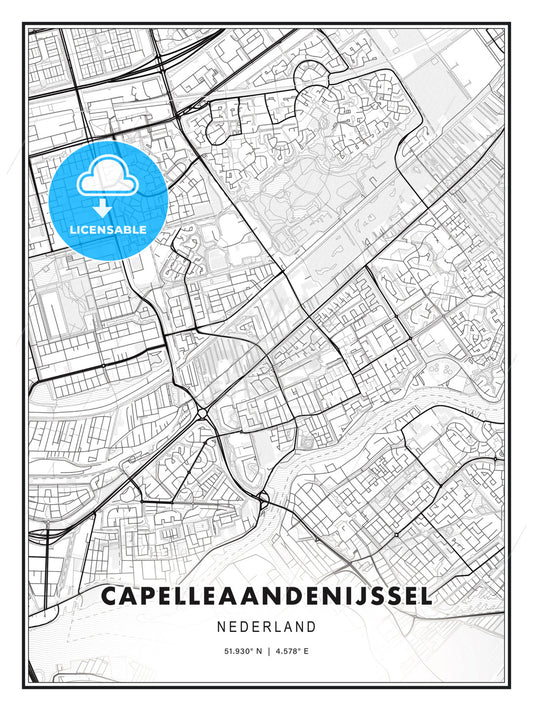 CAPELLEAANDENIJSSEL / Capelle aan den IJssel, Netherlands, Modern Print Template in Various Formats - HEBSTREITS Sketches