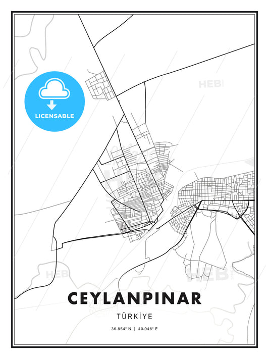 CEYLANPINAR / Ceylanpınar, Turkey, Modern Print Template in Various Formats - HEBSTREITS Sketches