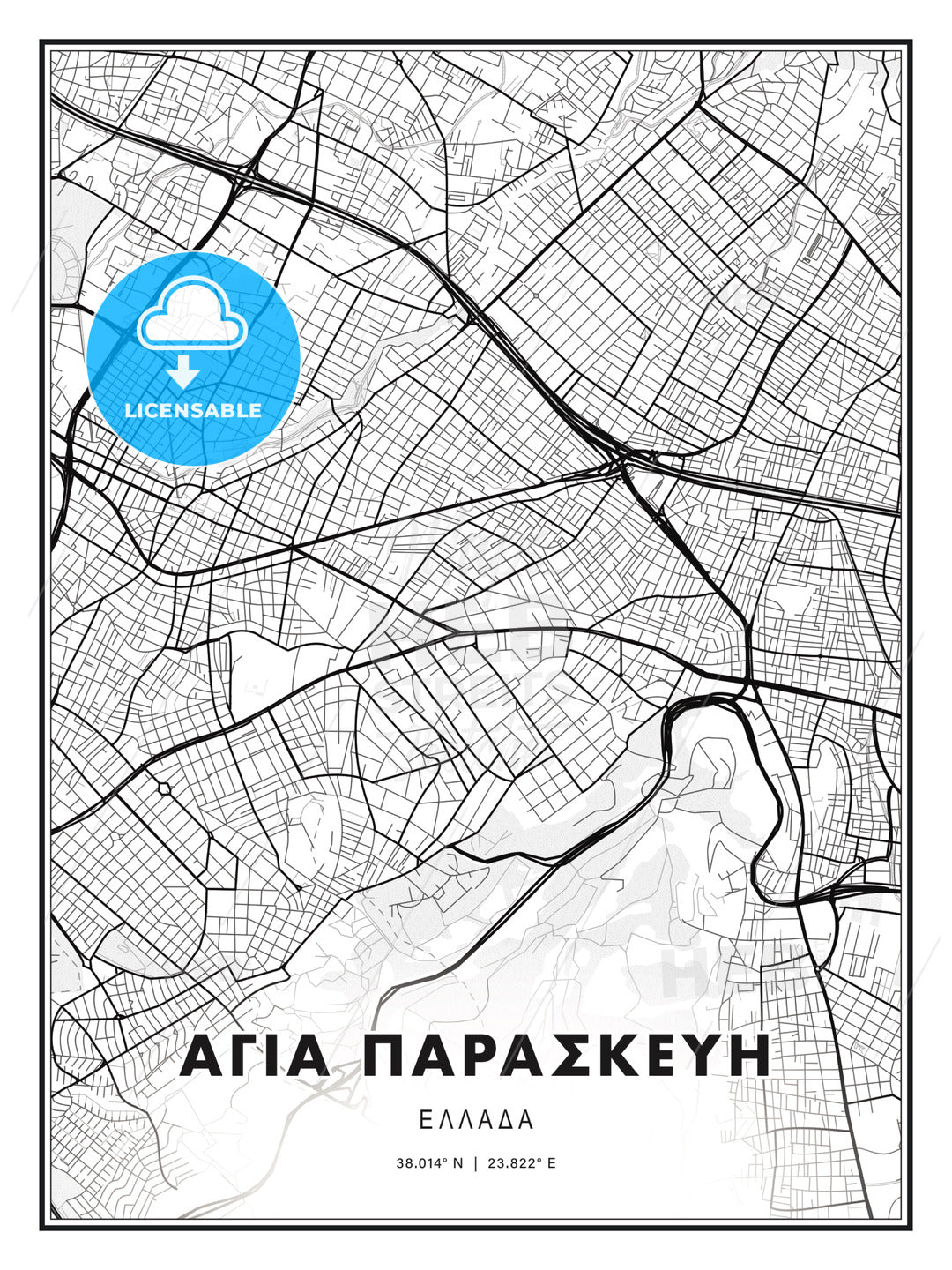 ΑΓΙΑ ΠΑΡΑΣΚΕΥΗ / Agia Paraskevi, Greece, Modern Print Template in Various Formats - HEBSTREITS Sketches
