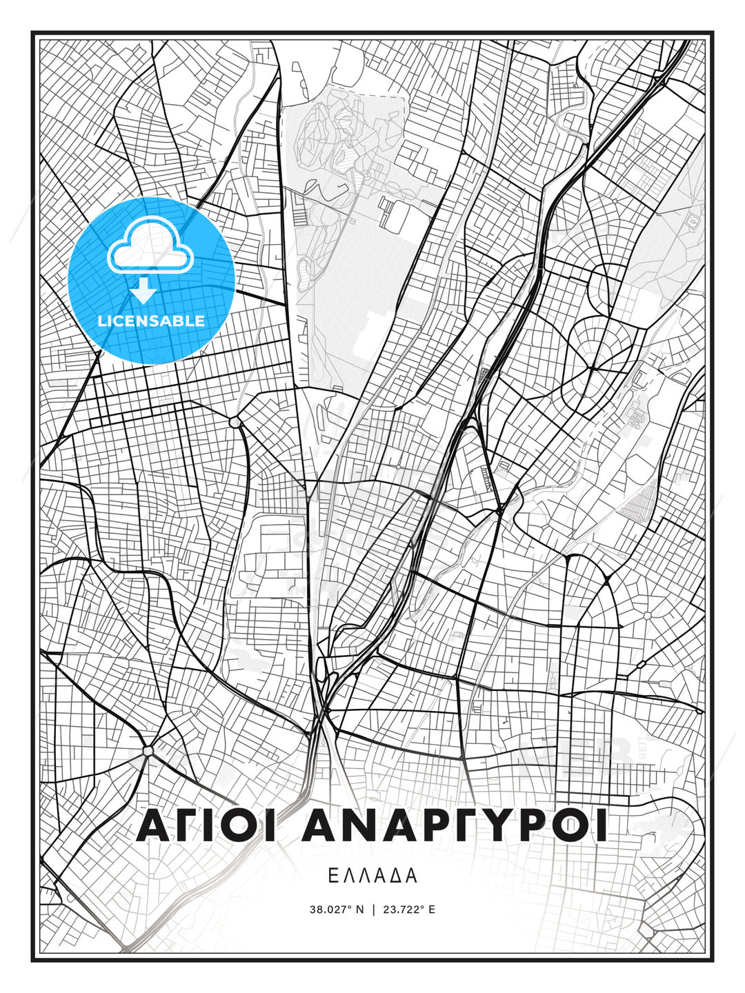 ΑΓΙΟΙ ΑΝΑΡΓΥΡΟΙ / Agioi Anargyroi, Greece, Modern Print Template in Various Formats - HEBSTREITS Sketches