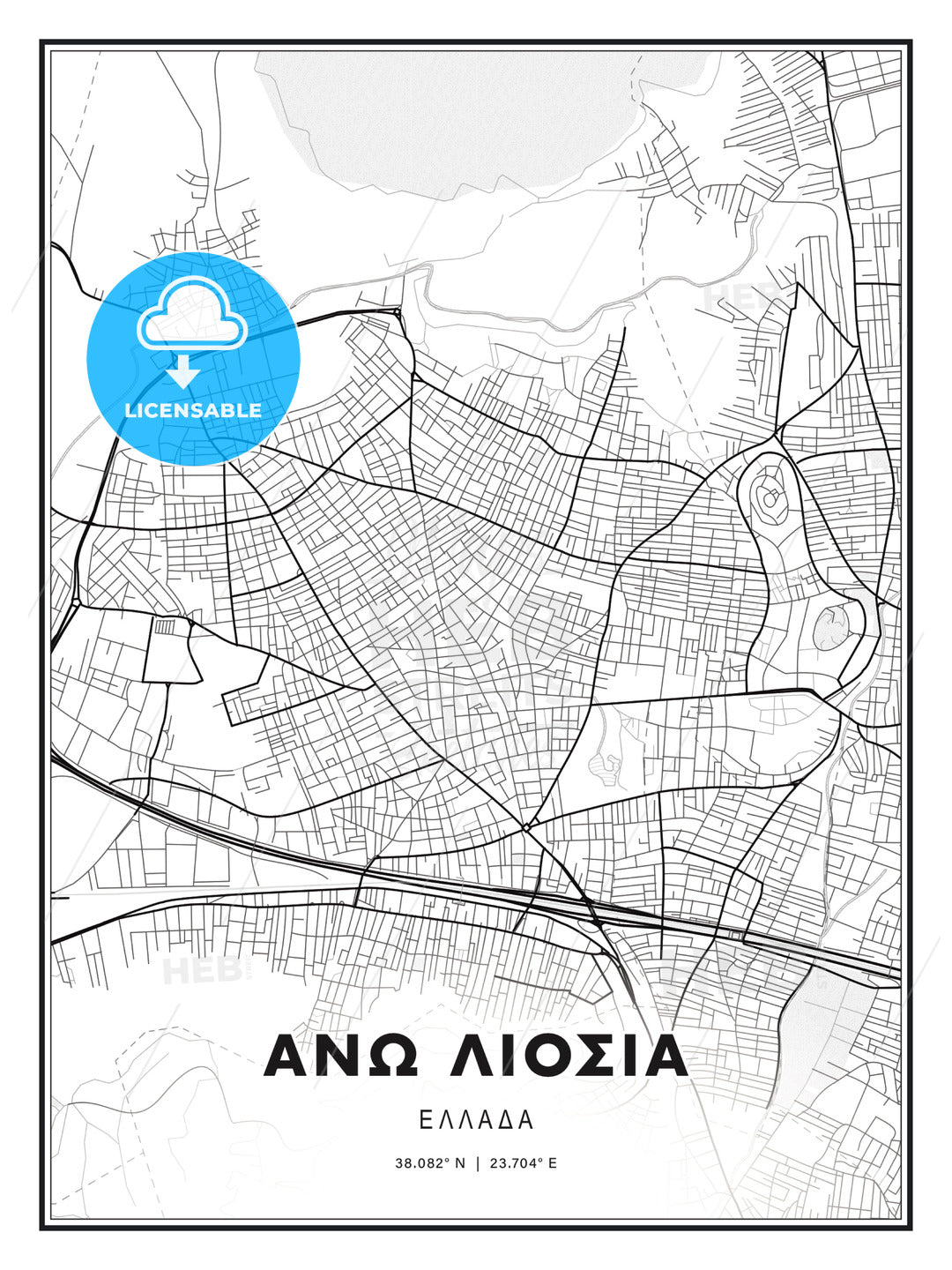 ΑΝΩ ΛΙΟΣΙΑ / Ano Liosia, Greece, Modern Print Template in Various Formats - HEBSTREITS Sketches