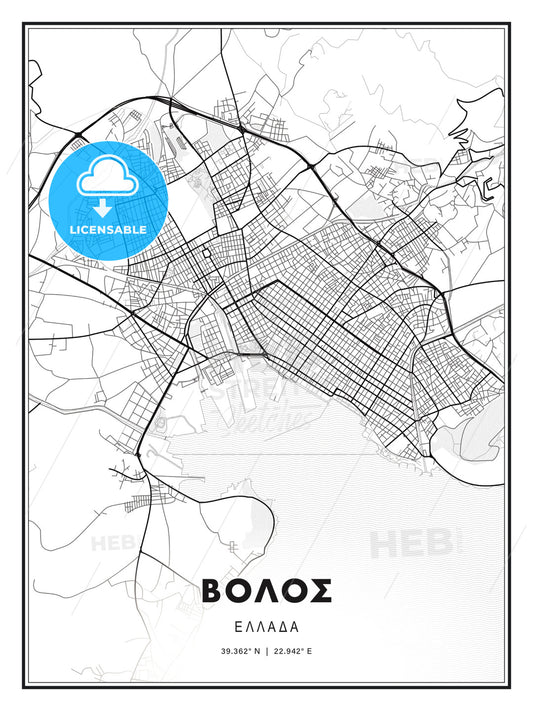 ΒΟΛΟΣ / Volos, Greece, Modern Print Template in Various Formats - HEBSTREITS Sketches