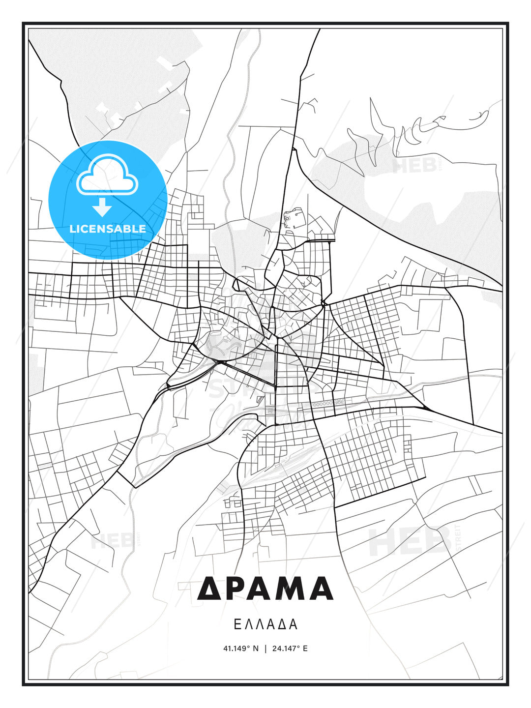 ΔΡΑΜΑ / Drama, Greece, Modern Print Template in Various Formats - HEBSTREITS Sketches
