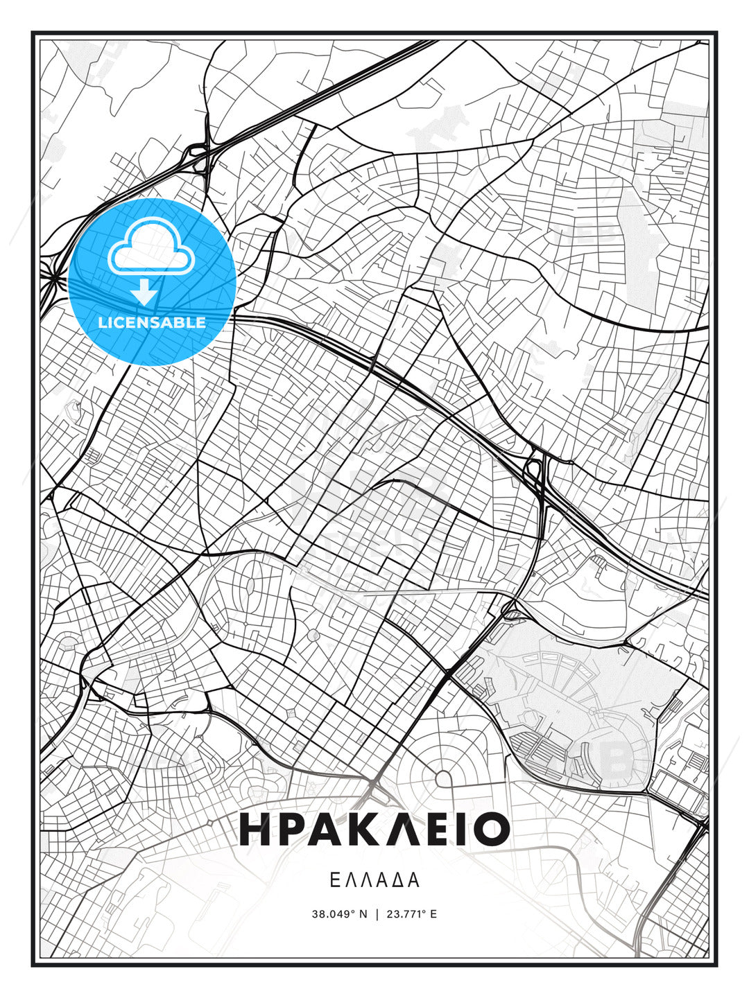 ΗΡΑΚΛΕΙΟ / Irakleio, Greece, Modern Print Template in Various Formats - HEBSTREITS Sketches