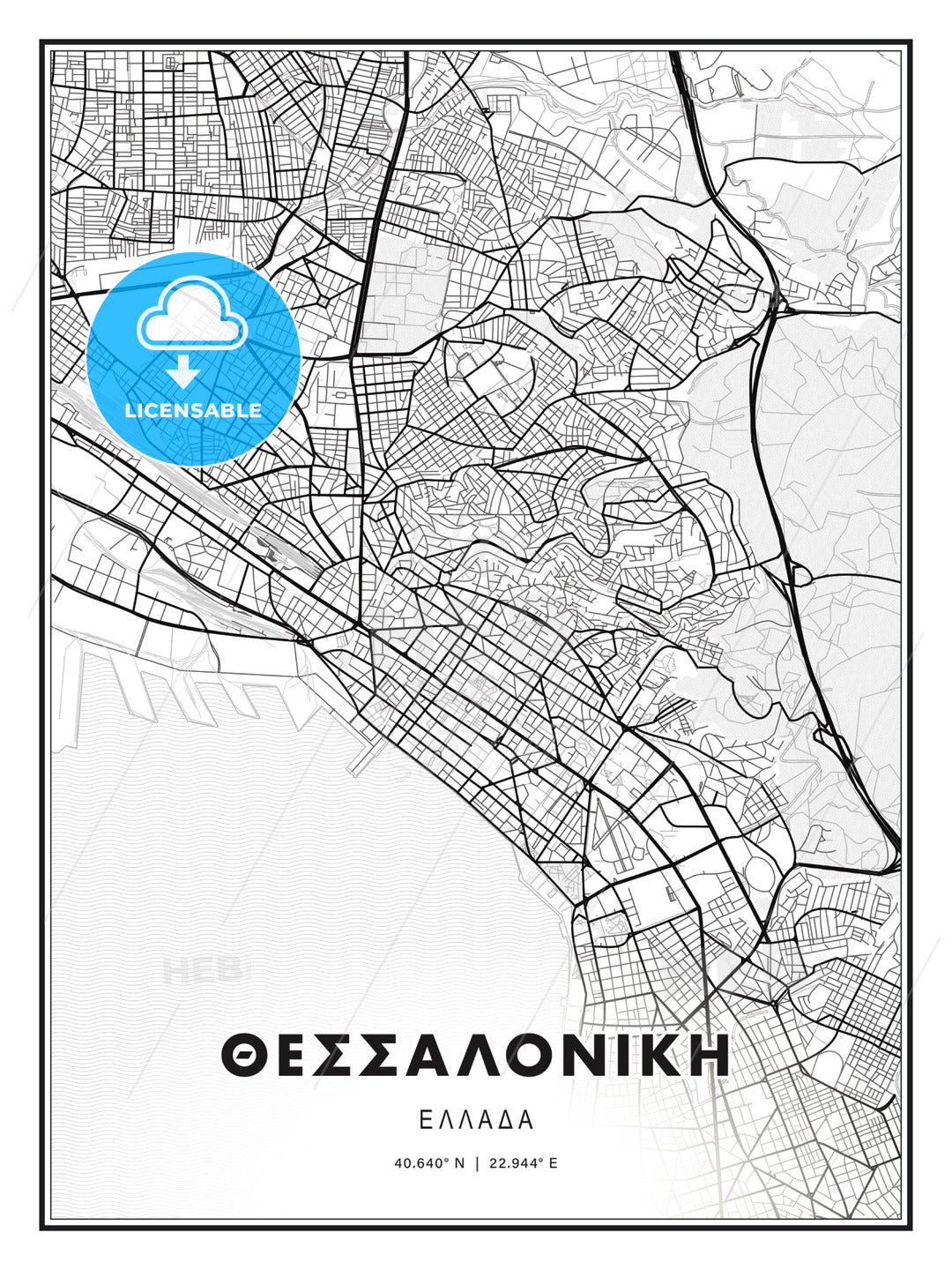 ΘΕΣΣΑΛΟΝΙΚΗ /  Thessaloniki, Greece, Modern Print Template in Various Formats - HEBSTREITS Sketches