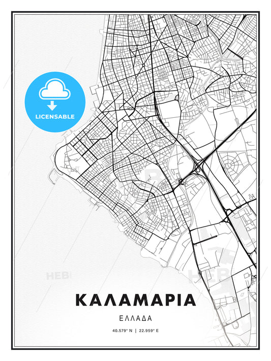 ΚΑΛΑΜΑΡΙΑ / Kalamaria, Greece, Modern Print Template in Various Formats - HEBSTREITS Sketches