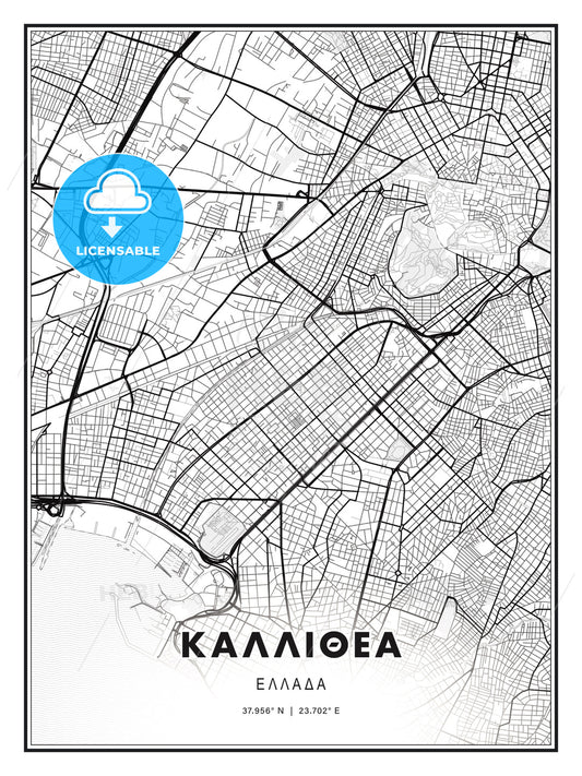 ΚΑΛΛΙΘΕΑ / Kallithea, Greece, Modern Print Template in Various Formats - HEBSTREITS Sketches