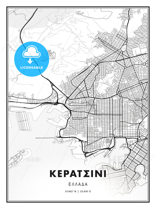ΚΕΡΑΤΣΙΝΙ / Keratsini, Greece, Modern Print Template in Various Formats - HEBSTREITS Sketches