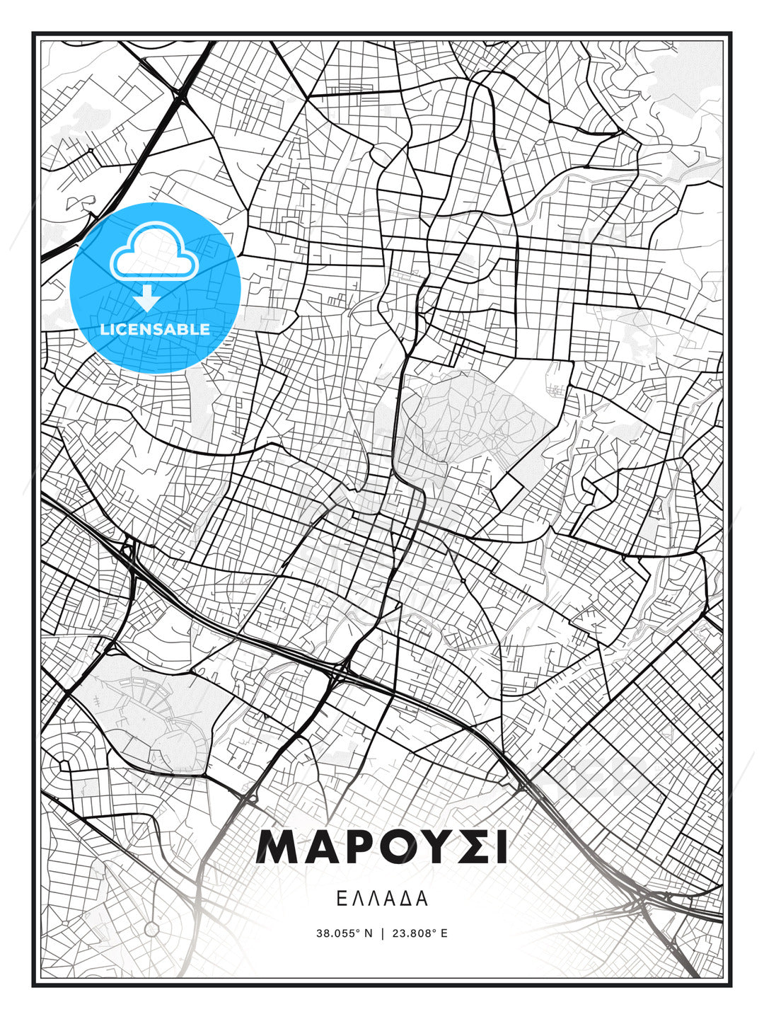 ΜΑΡΟΥΣΙ / Marousi, Greece, Modern Print Template in Various Formats - HEBSTREITS Sketches