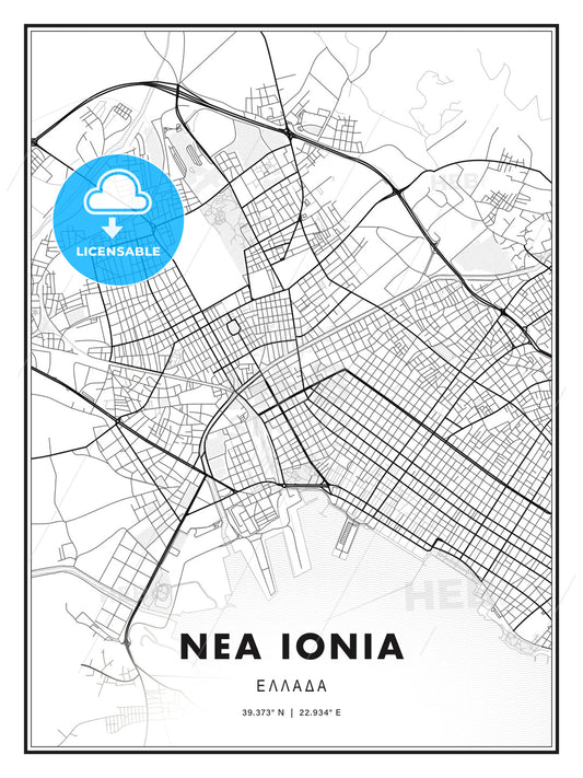 ΝΕΑ ΙΟΝΙΑ / Nea Ionia, Greece, Modern Print Template in Various Formats - HEBSTREITS Sketches
