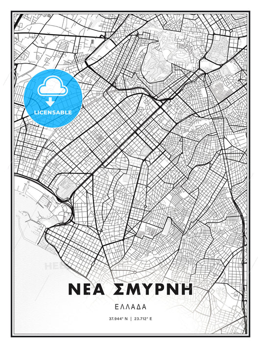 ΝΕΑ ΣΜΥΡΝΗ / Nea Smyrni, Greece, Modern Print Template in Various Formats - HEBSTREITS Sketches